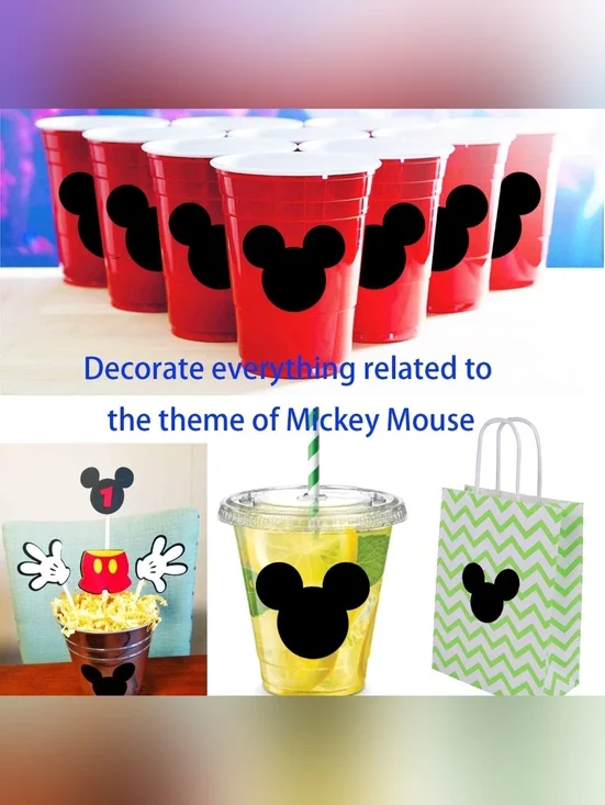 🍎New 90 Mickey Mouse Head Silhouette Wall Decals Vinyl Stickers - Picture 4 of 6